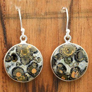 Leopard Skin Jasper Solid 925 Silver Earrings